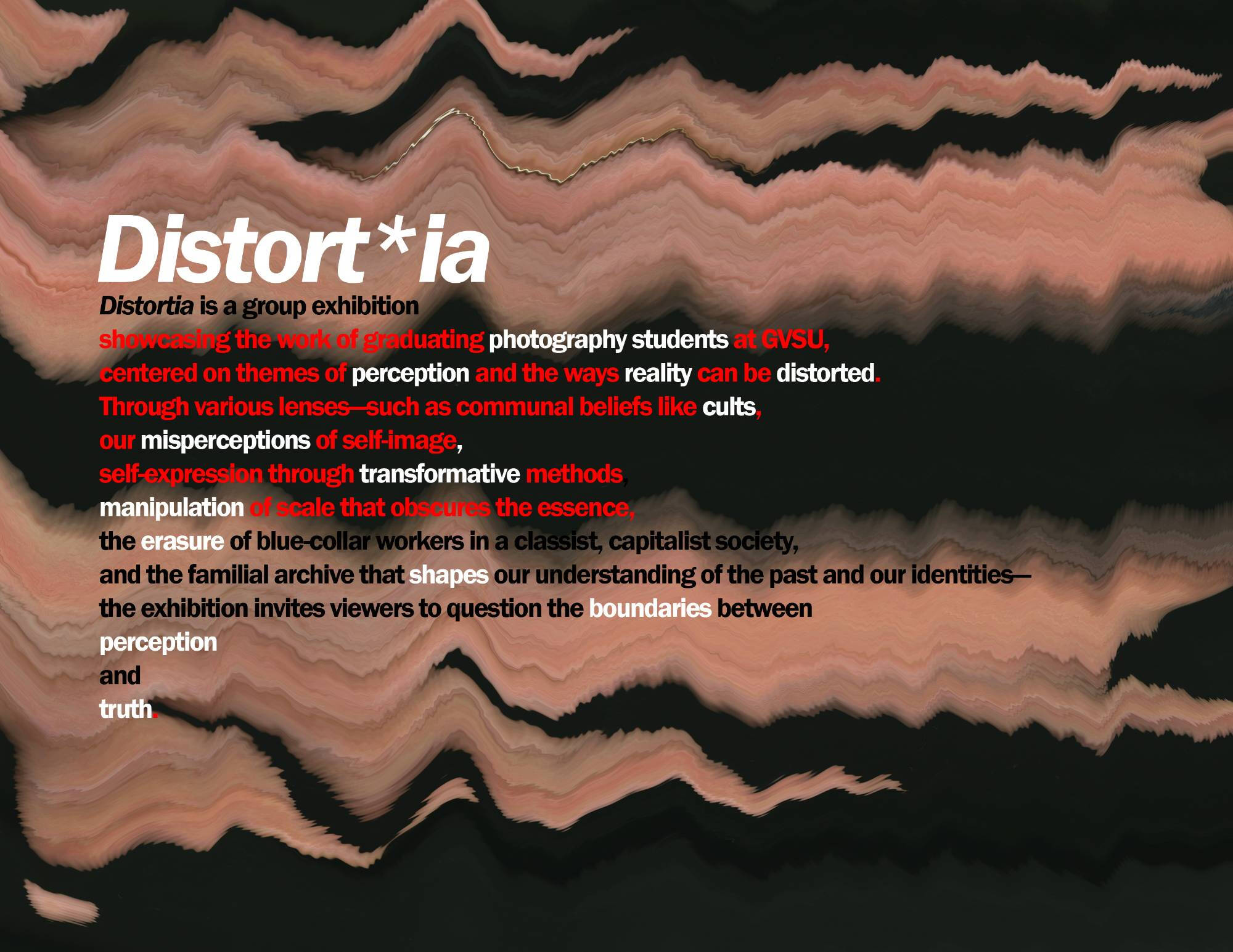 Postcard design for BFA student exhibition Distortia